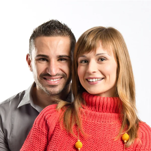 Boldog pár felett, elszigetelt fehér háttér — Stock Fotó