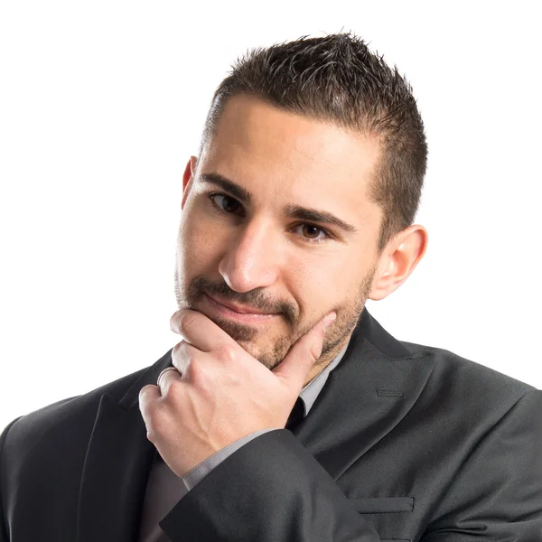 Business man thinking over white background — Stock Photo, Image