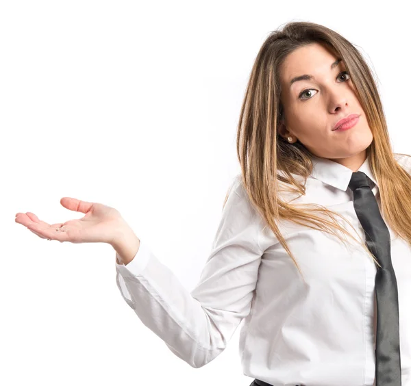 Young businesswoman holding something. — Stock Photo, Image