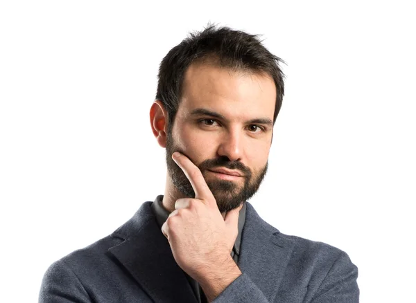 Business man thinking over white background — Stock Photo, Image