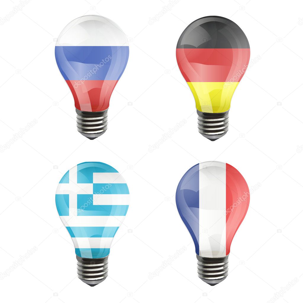 Realistic bulb of Germany, France, Grece, Rusia