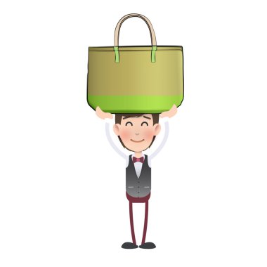 beyaz zemin üzerinde bir çanta bir iş adamı. vektör tasarımı