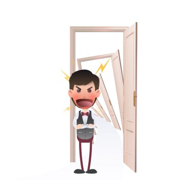 işadamı ile kapı beyaz arka plan üzerinde