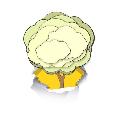 Beyaz arka plan üzerinde delik kağıt içinde ağaç