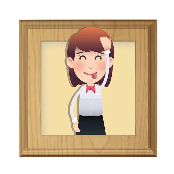 Business woman with a frame over white background — Stock Vector