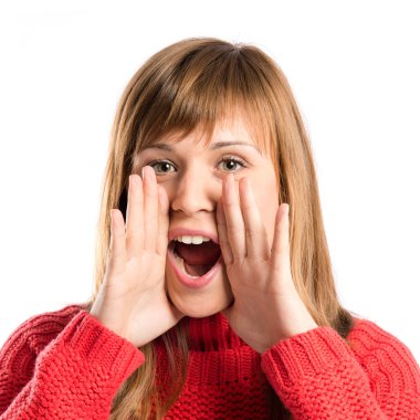 genç kız izole beyaz zemin bağırarak 