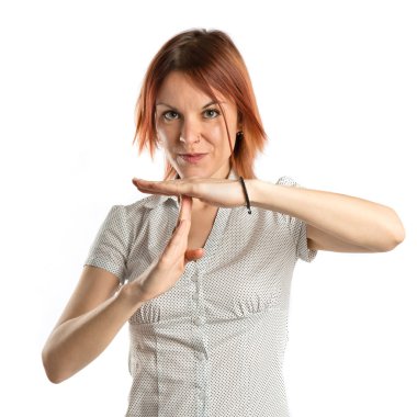 genç kız verme zaman aşımı jest beyaz zemin üzerine