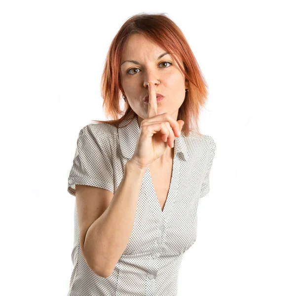 Young girl doing silence gesture. — Stock Photo, Image