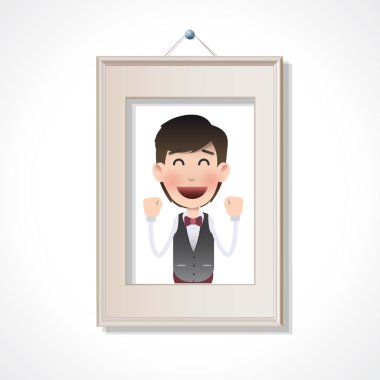 Beyaz arka plan üzerinde çerçeve içine Busi frame02businessman