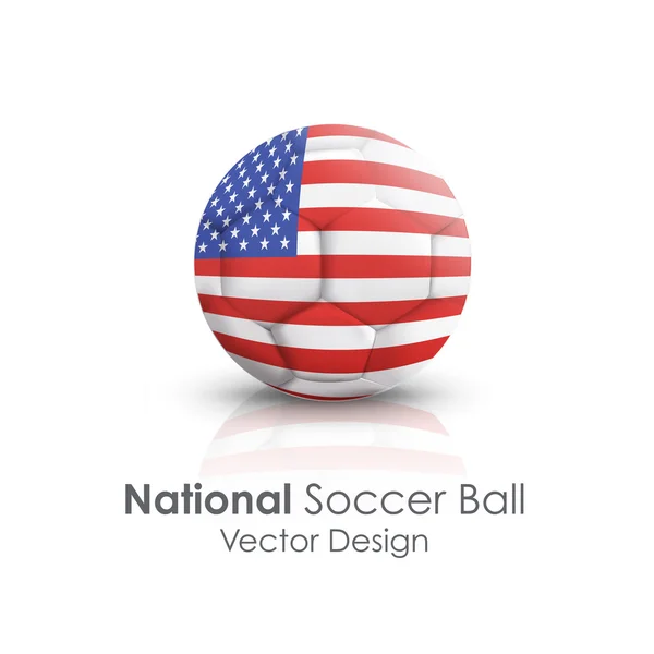 Soccer ball of United States of America over white background — Stock Vector