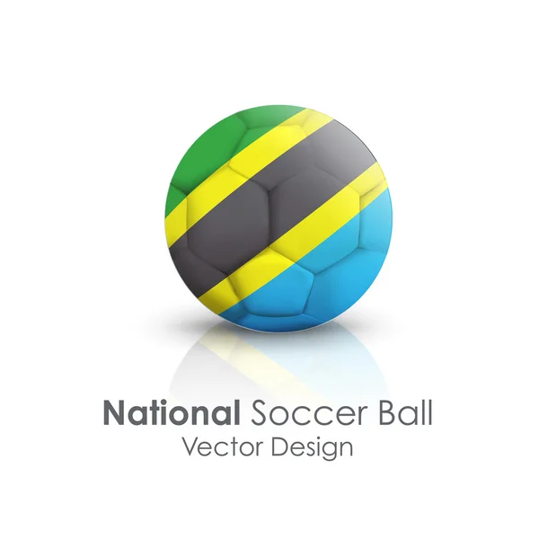 Ballon de football de Tanzanie sur fond blanc — Image vectorielle