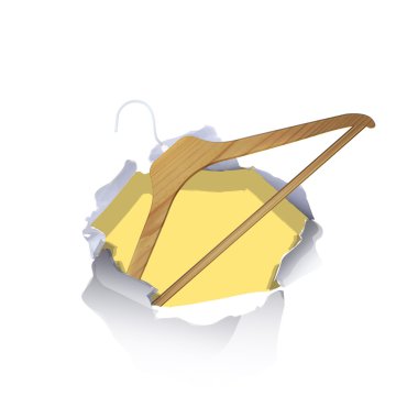 Askı delik içine kağıt beyaz arka plan üzerinde