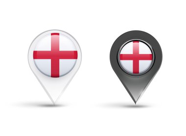 İngiltere bayrak beyaz arka plan üzerinde işaretçiler