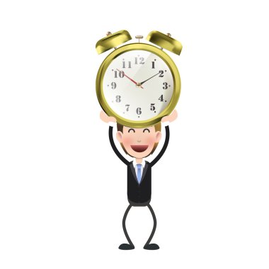 vintage saatin üzerine beyaz arka plan ile işadamı