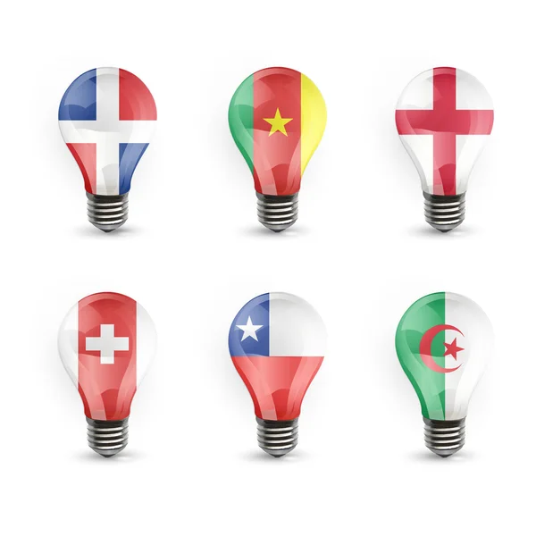 Set of realistic flag bulb isolated over white. Vector design. — Stock Vector