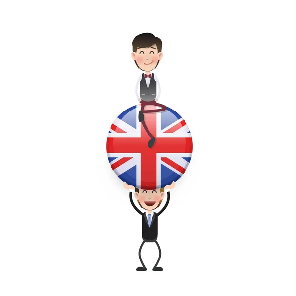 Les gens d'affaires avec bouton Royaume-Uni sur fond blanc — Image vectorielle