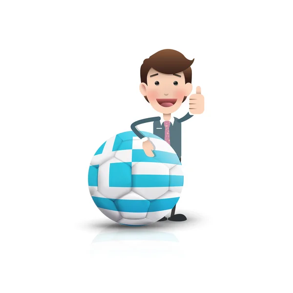 Businessman with soccer ball over white background — Stock Vector