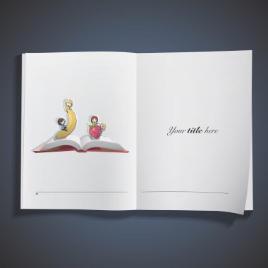 kitap bir meyve ile oynayan çocuklar ile açın.