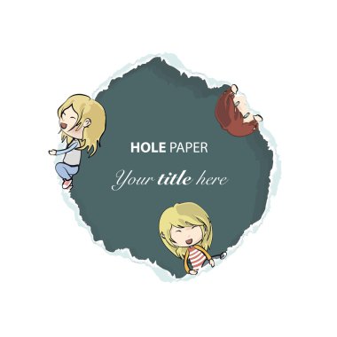 Beyaz arka plan üzerinde yırtık parça çocuklarla