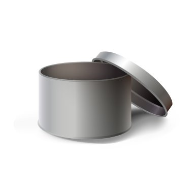 beyaz bitti izole boş çelik kutu 