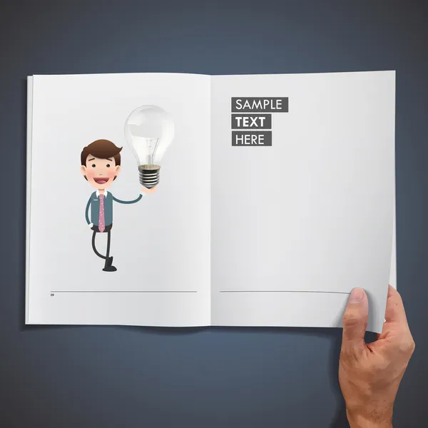 Business people holding ecologic bulb printed on book — 图库矢量图片