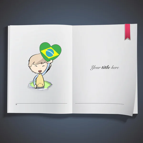 持有心国旗印在书上的孩子 — 图库矢量图片