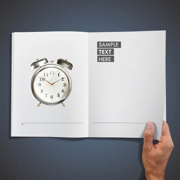 Reloj de mesa vintage impreso en libro — Vector de stock