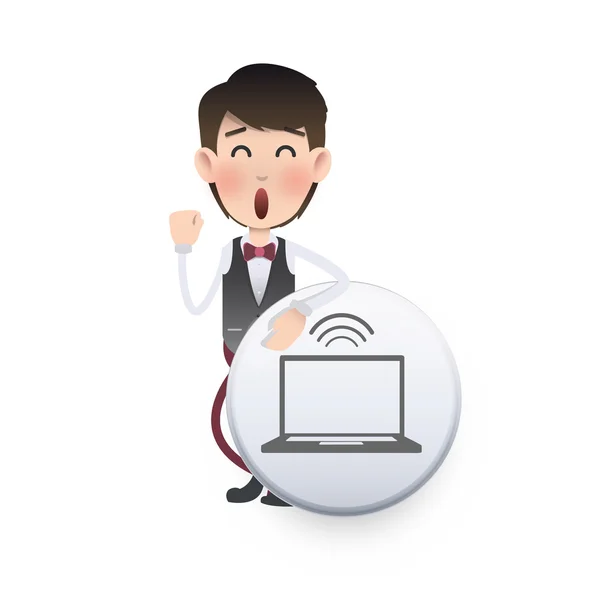 Business people holding button web over white background. Vector design. — Stock Vector