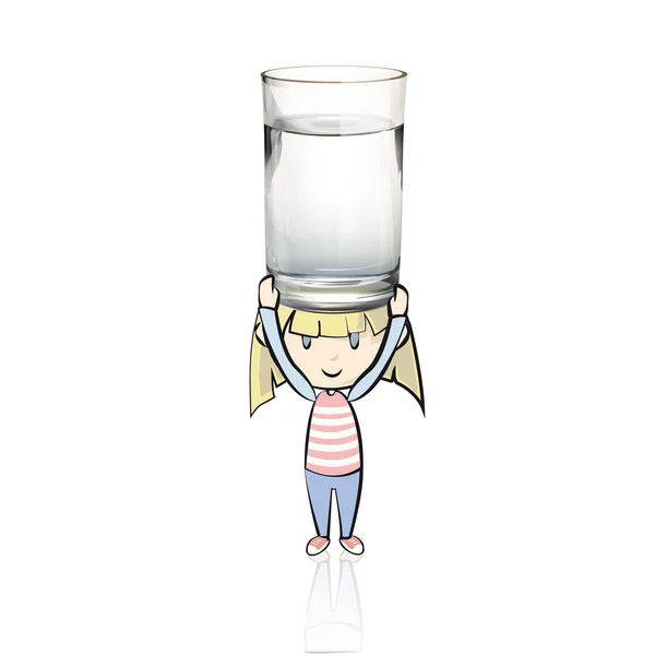 Girl holding a water glass. Vector design. — Stock Vector