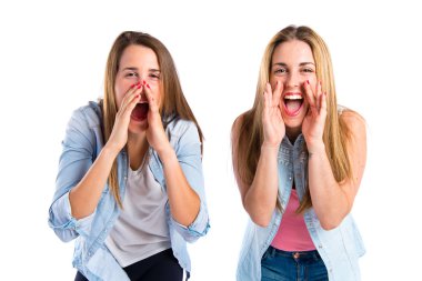 arkadaşlar izole beyaz zemin bağırarak 