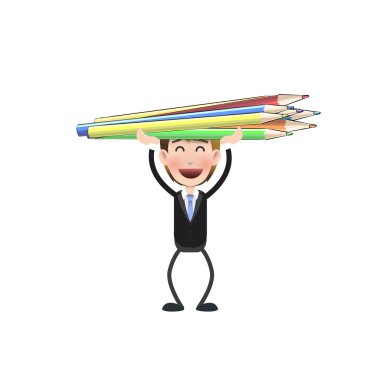 beyaz üzerine boya kalemi ile iş adamı. vektör tasarımı.