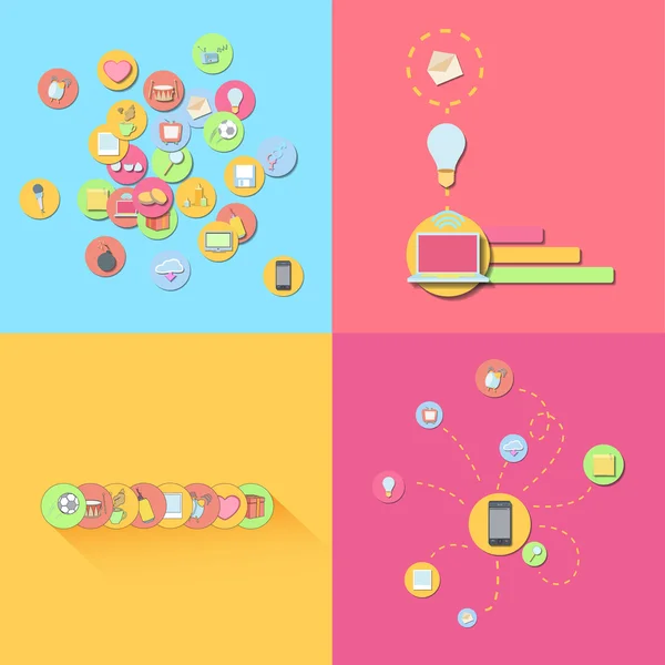 Set of colorful and simple icons. Vector design — Stock Vector