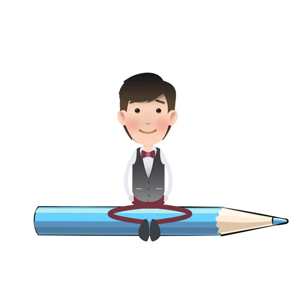 Homme d'affaires avec des crayons sur le blanc. Conception vectorielle . — Image vectorielle