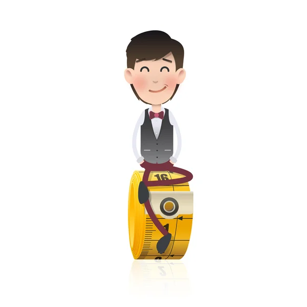 Business people with tape measure. Vector design. — Stock Vector