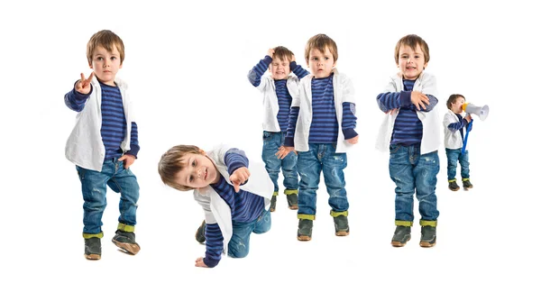 Conjunto de crianças bonitos sobre fundo branco — Fotografia de Stock
