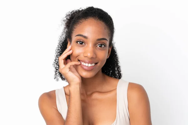 Jong Afrikaans Amerikaans Vrouw Geïsoleerd Witte Achtergrond — Stockfoto