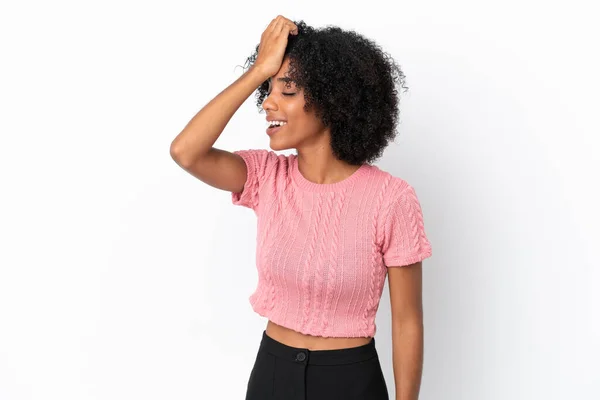 Young African American Woman Isolated White Background Has Realized Something — Stock Photo, Image