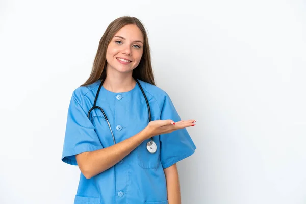 Jeune Chirurgien Médecin Femme Lituanienne Isolée Sur Fond Blanc Présentant — Photo