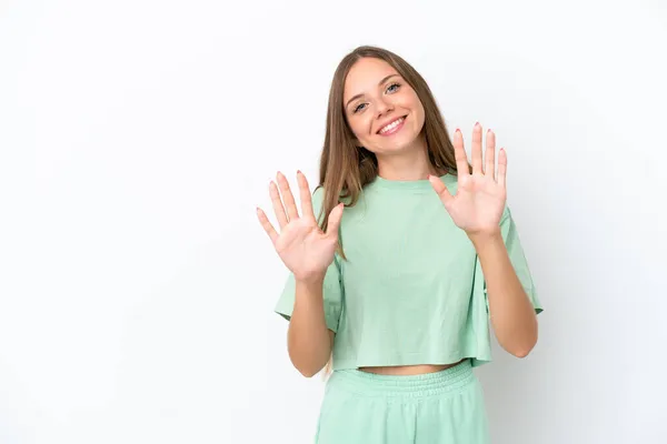 Jong Litouws Vrouw Geïsoleerd Witte Achtergrond Tellen Tien Met Vingers — Stockfoto