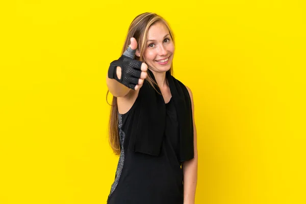 Jeune Femme Anglaise Sportive Isolée Sur Fond Blanc Avec Les — Photo