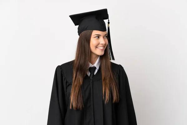 Adolescente Graduado Universitario Brasileño Sobre Fondo Blanco Aislado Mirando Lado —  Fotos de Stock