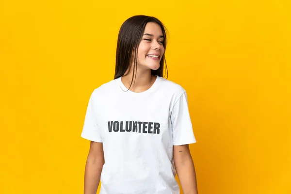 Teenager Volunteer Girl Looking Side — Stock Photo, Image