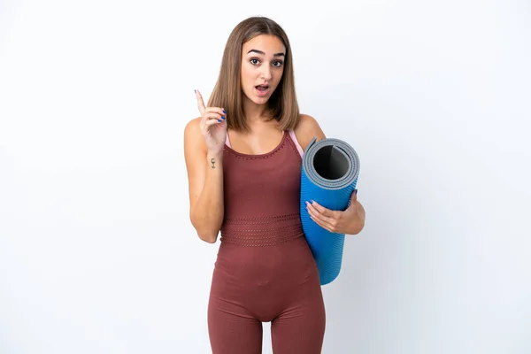 Young Sport Caucasian Woman Going Yoga Classes Isolated White Background —  Fotos de Stock