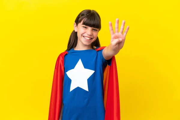 Liten Super Hjälte Unge Isolerad Lila Bakgrund Glad Och Räkna — Stockfoto