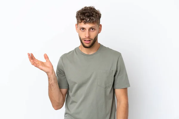 Young Caucasian Handsome Man Isolated White Background Making Doubts Gesture — Stock Photo, Image