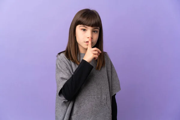 Dívka Izolovaném Pozadí Ukazující Znamení Mlčení Gesto Dát Prst Úst — Stock fotografie