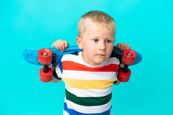 Little Skater Russian Boy Isolated Background — Stock Photo, Image