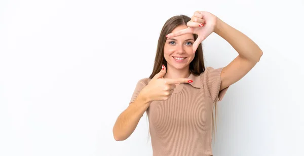 Junge Litauerin Isoliert Auf Weißem Hintergrund Mit Fokussiertem Gesicht Framing — Stockfoto