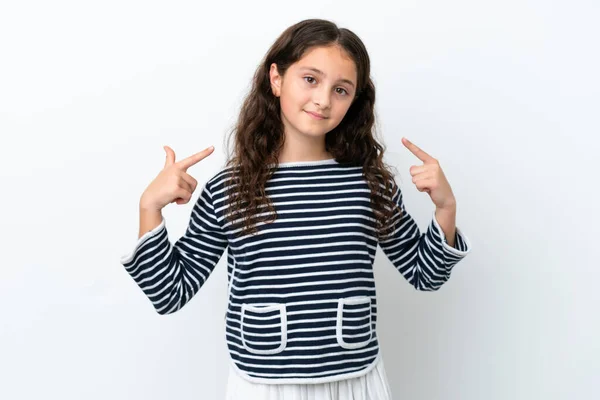 Little Caucasian Girl Isolated White Background Giving Thumbs Gesture — Stock Photo, Image