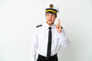 Rus uçak pilotu beyaz arka planda izole edildi.